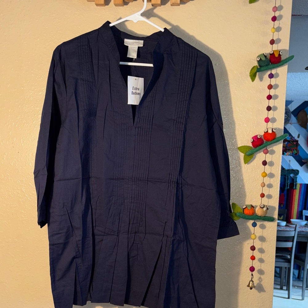 NWT SOFT SURROUNDINGS NAVY BLUE, LIGHTWEIGHT, CRISP, LINEN, C